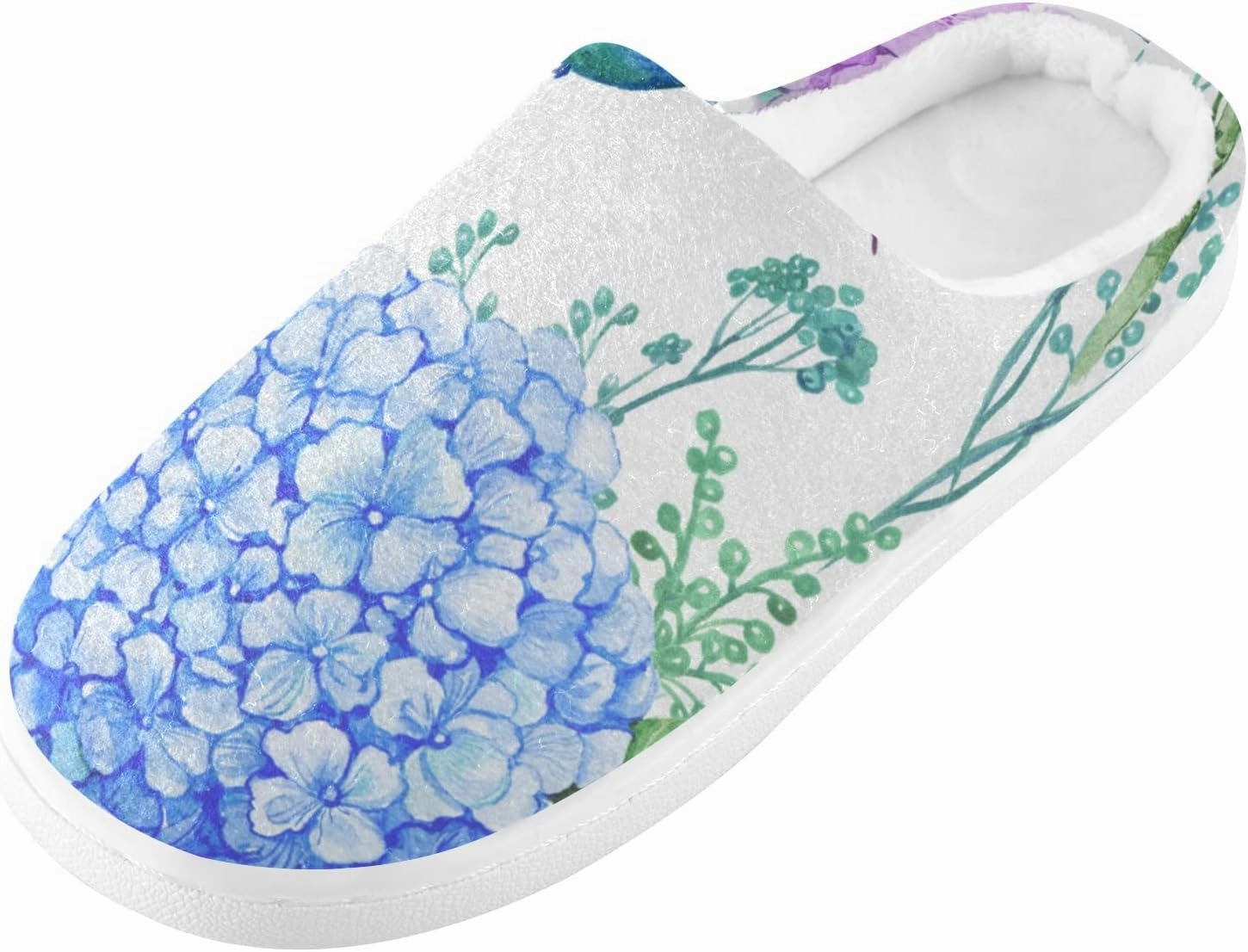 Poeticcity Unisex Memory Foam House Slippers Non-Skid Soft Warm Sole Coral Fleece Slip-on Closed Toe Hand Free Shoes for Bedroom Travel 6-17