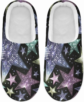 Poeticcity Unisex Memory Foam House Slippers Non-Skid Soft Warm Sole Coral Fleece Slip-on Closed Toe Hand Free Shoes for Bedroom Travel 6-17