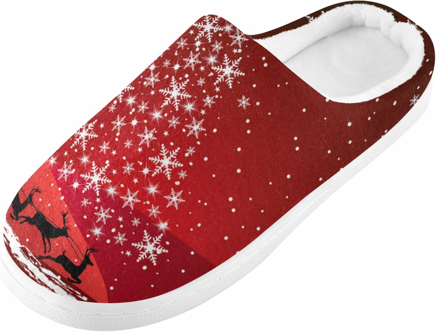 Poeticcity Unisex Memory Foam House Slippers Non-Skid Soft Warm Sole Coral Fleece Slip-on Closed Toe Hand Free Shoes for Bedroom Travel 6-17