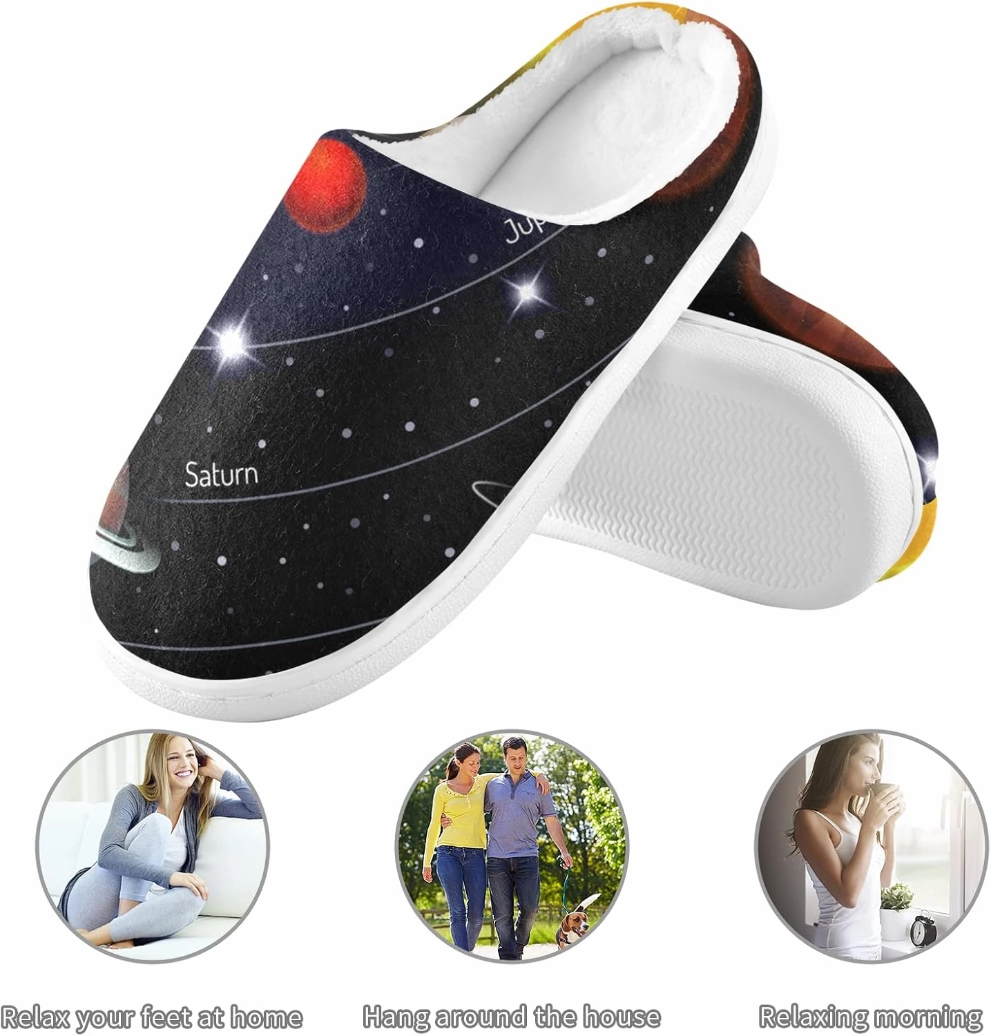 Poeticcity Unisex Memory Foam House Slippers Non-Skid Soft Warm Sole Coral Fleece Slip-on Closed Toe Hand Free Shoes for Bedroom Travel 6-17