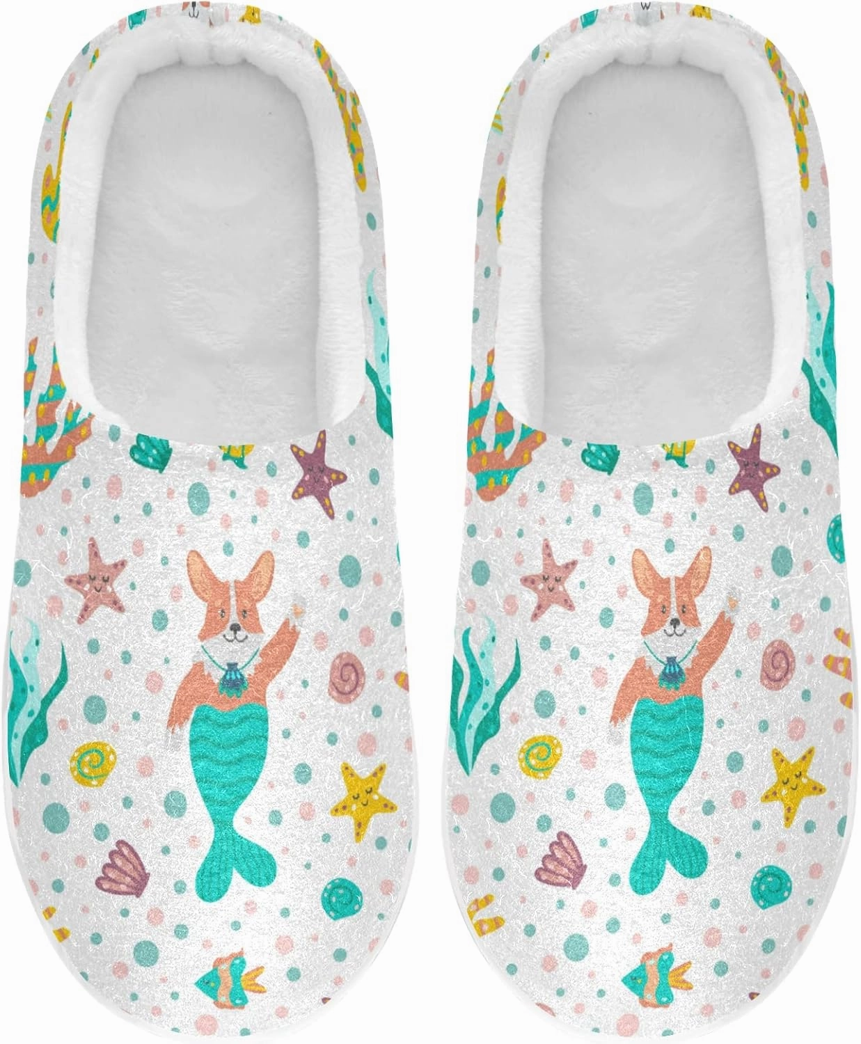 Poeticcity Unisex Memory Foam House Slippers Non-Skid Soft Warm Sole Coral Fleece Slip-on Closed Toe Hand Free Shoes for Bedroom Travel 6-17