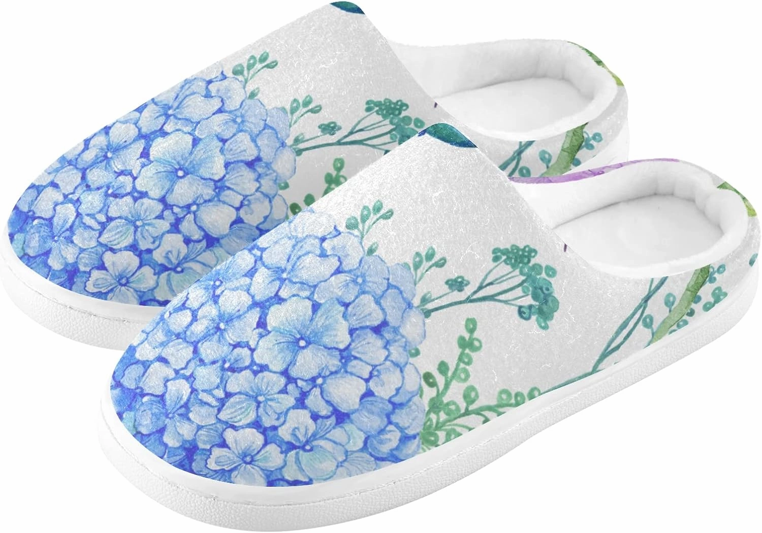 Poeticcity Unisex Memory Foam House Slippers Non-Skid Soft Warm Sole Coral Fleece Slip-on Closed Toe Hand Free Shoes for Bedroom Travel 6-17