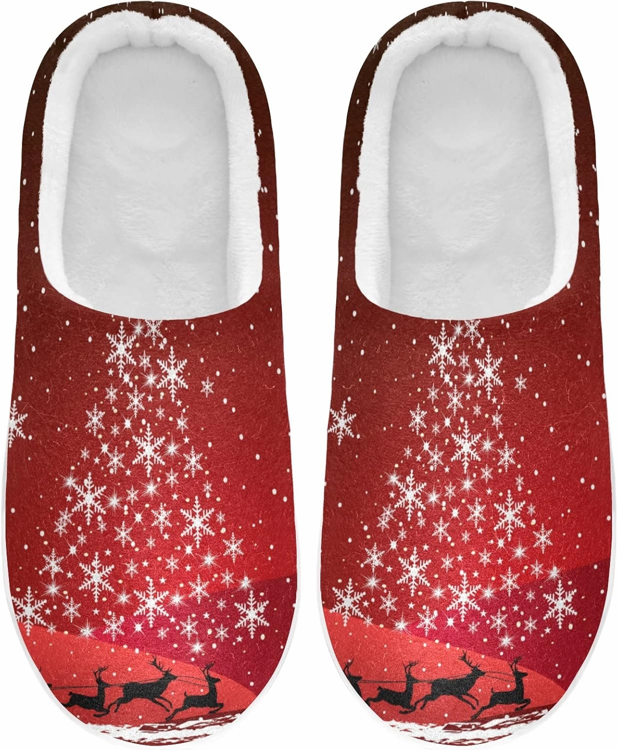 Poeticcity Unisex Memory Foam House Slippers Non-Skid Soft Warm Sole Coral Fleece Slip-on Closed Toe Hand Free Shoes for Bedroom Travel 6-17