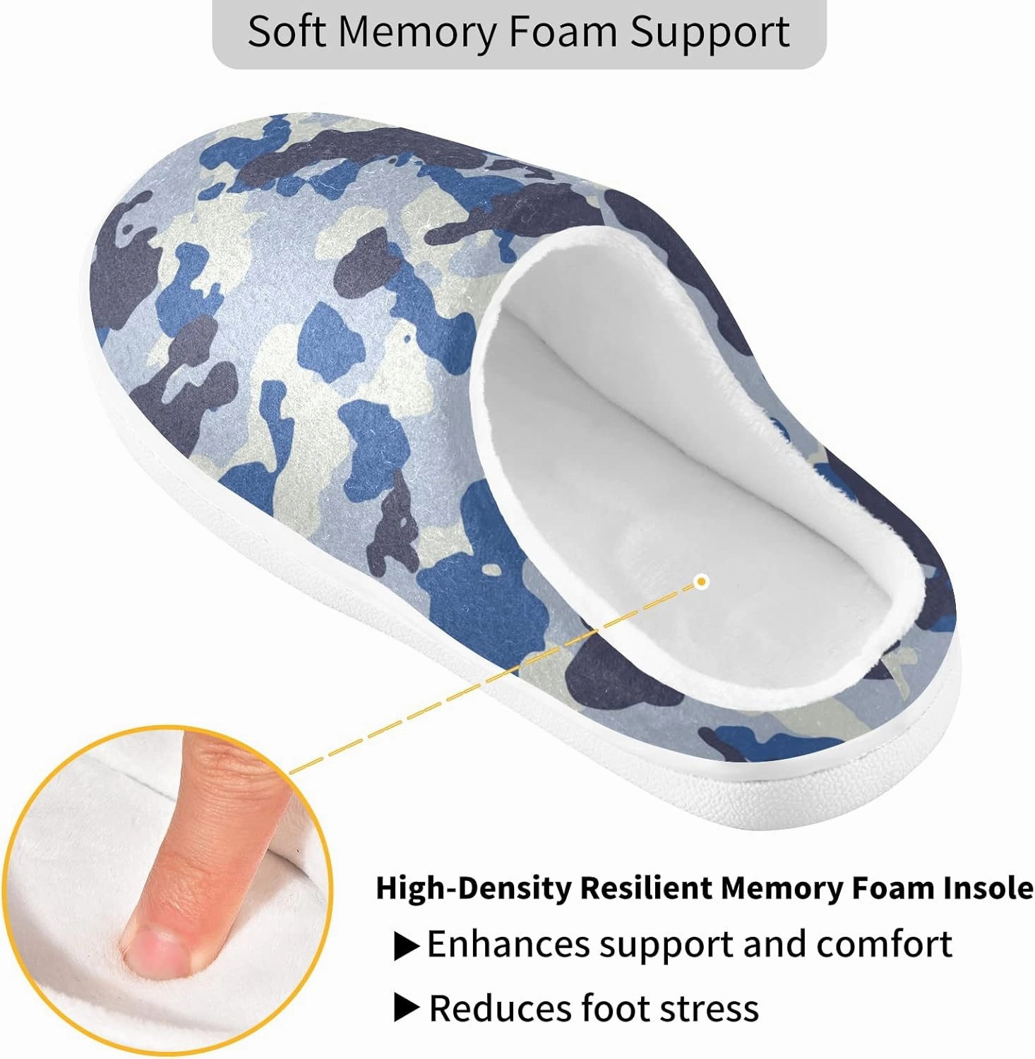 Poeticcity Unisex Memory Foam House Slippers Non-Skid Soft Warm Sole Coral Fleece Slip-on Closed Toe Hand Free Shoes for Bedroom Travel 6-17