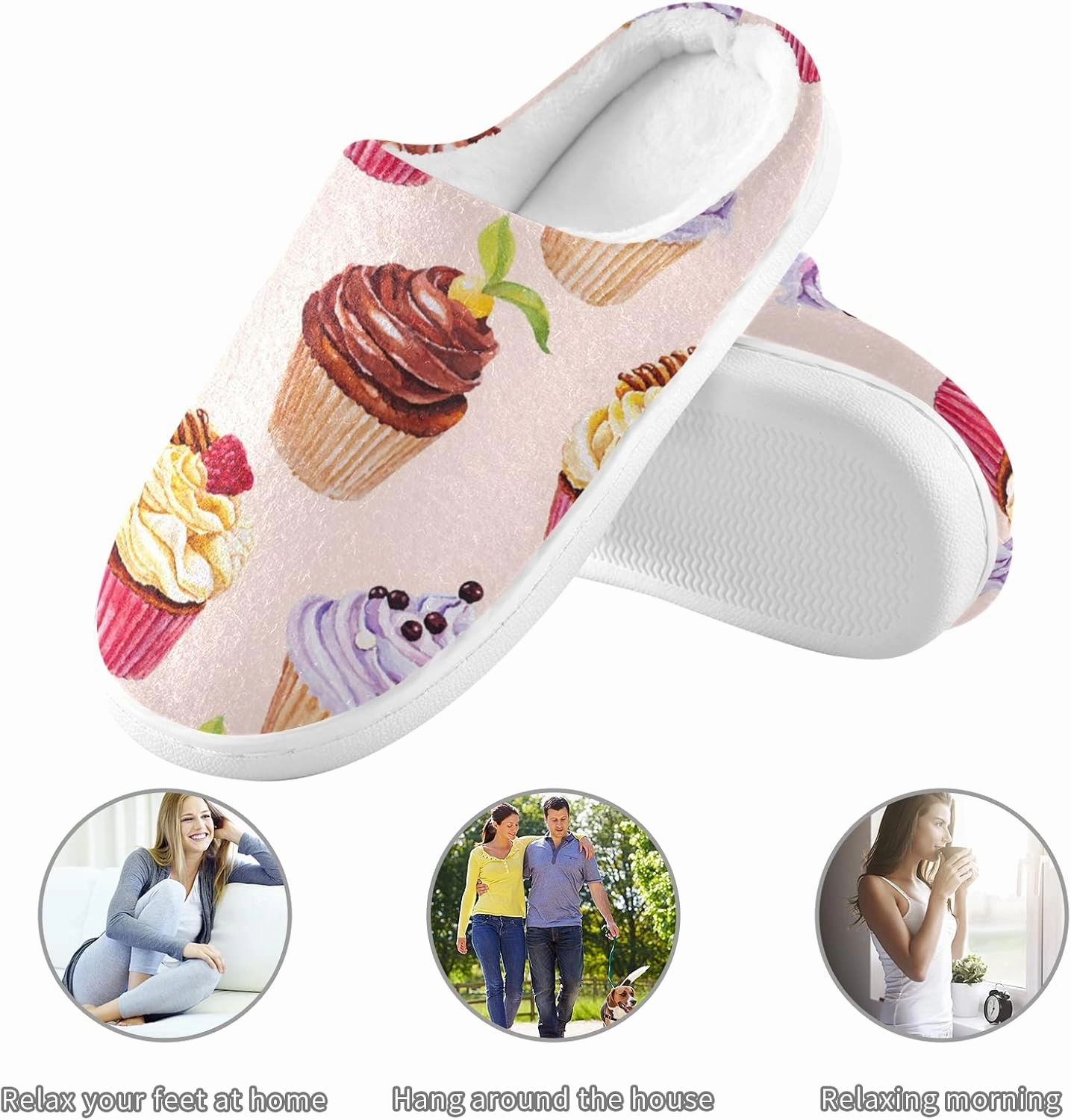 Poeticcity Unisex Memory Foam House Slippers Non-Skid Soft Warm Sole Coral Fleece Slip-on Closed Toe Hand Free Shoes for Bedroom Travel 6-17
