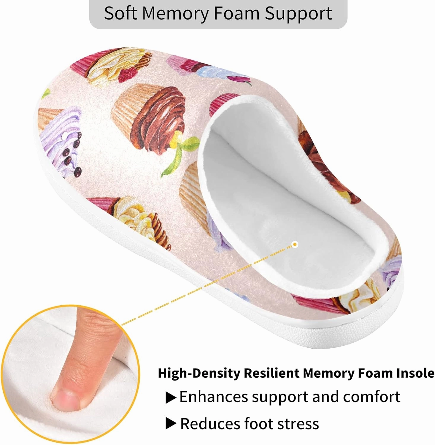 Poeticcity Unisex Memory Foam House Slippers Non-Skid Soft Warm Sole Coral Fleece Slip-on Closed Toe Hand Free Shoes for Bedroom Travel 6-17