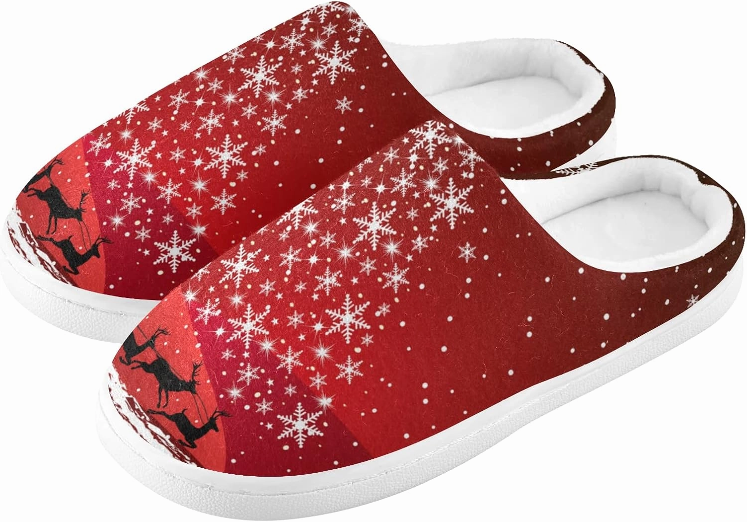 Poeticcity Unisex Memory Foam House Slippers Non-Skid Soft Warm Sole Coral Fleece Slip-on Closed Toe Hand Free Shoes for Bedroom Travel 6-17