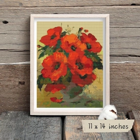 Poppies in a Vase Cross Stitch Kit