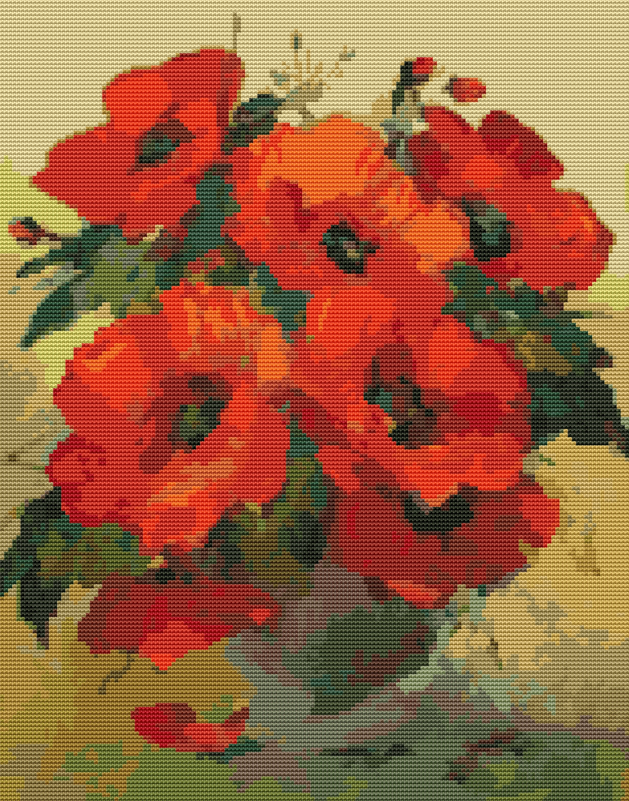 Poppies in a Vase Cross Stitch Kit