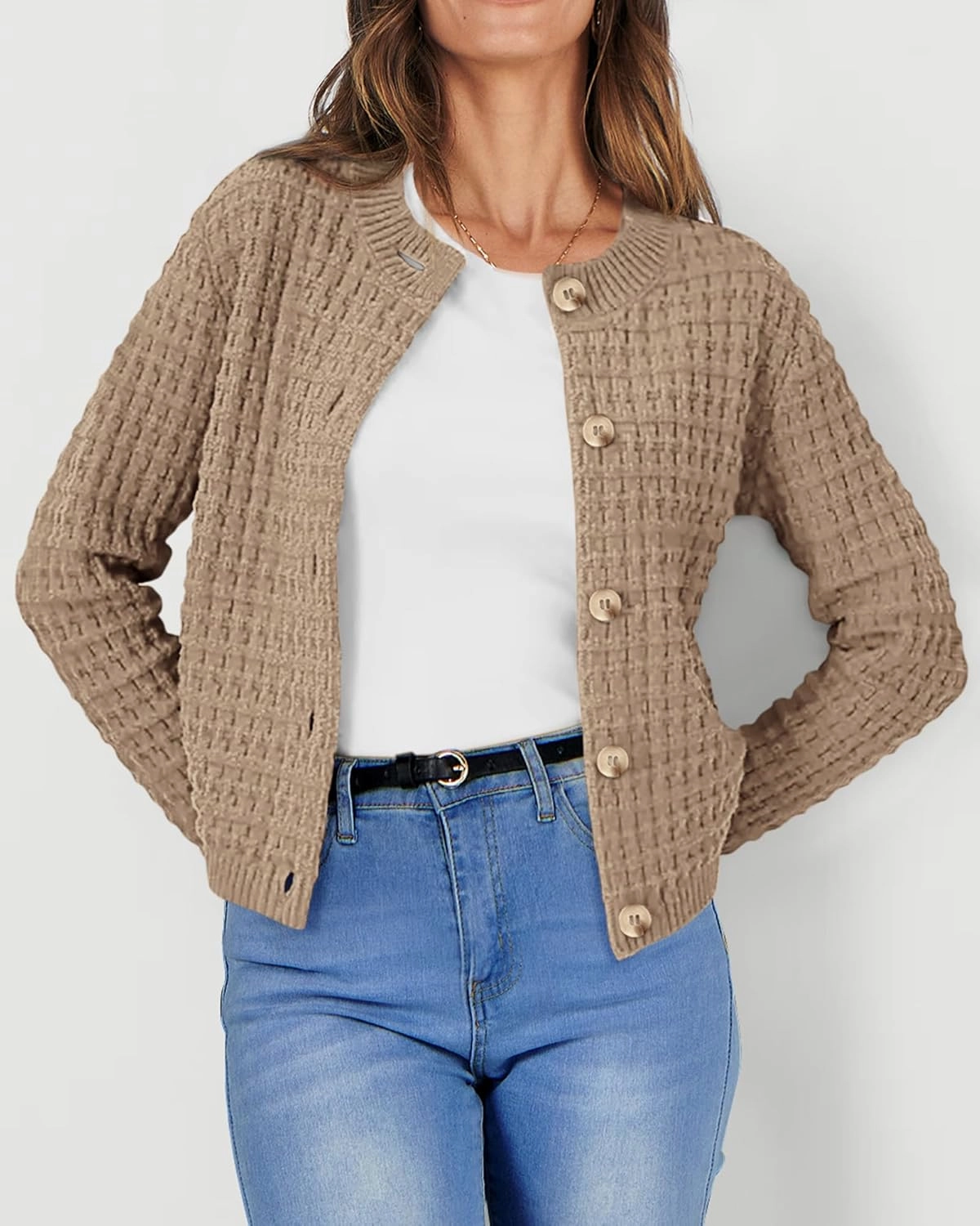 PRETTYGARDEN Women's Knit Cardigan Sweaters Casual Long Sleeve Open Front Button Down Trendy Jackets Outerwear