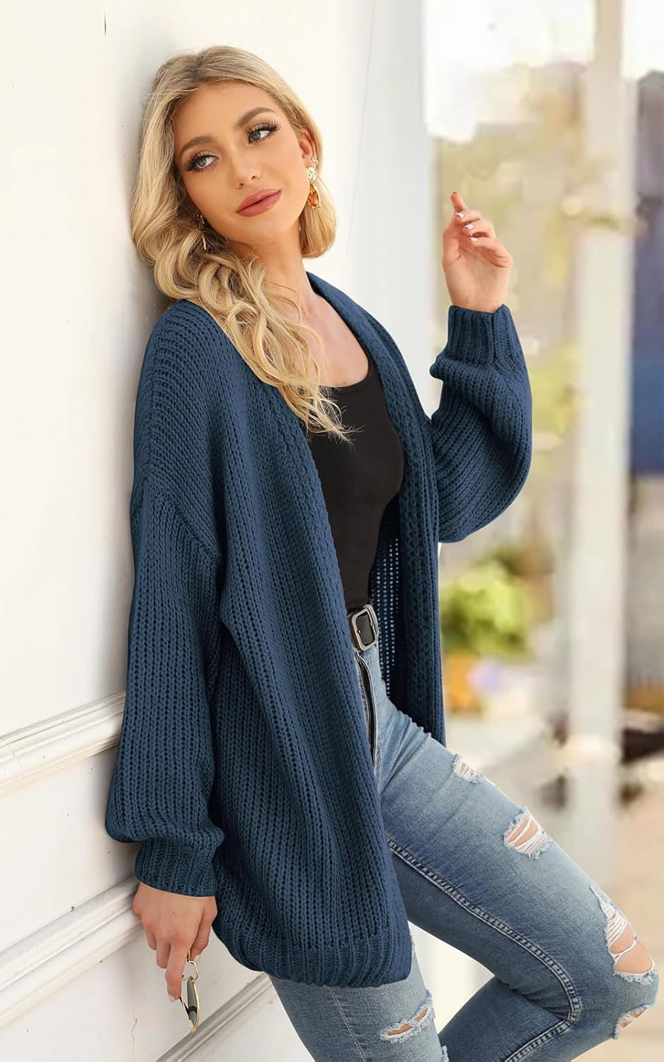 PRETTYGARDEN Women's Long Sleeve Open Front Knit Cardigans Sweaters Soft Loose Draped Coat Outerwear