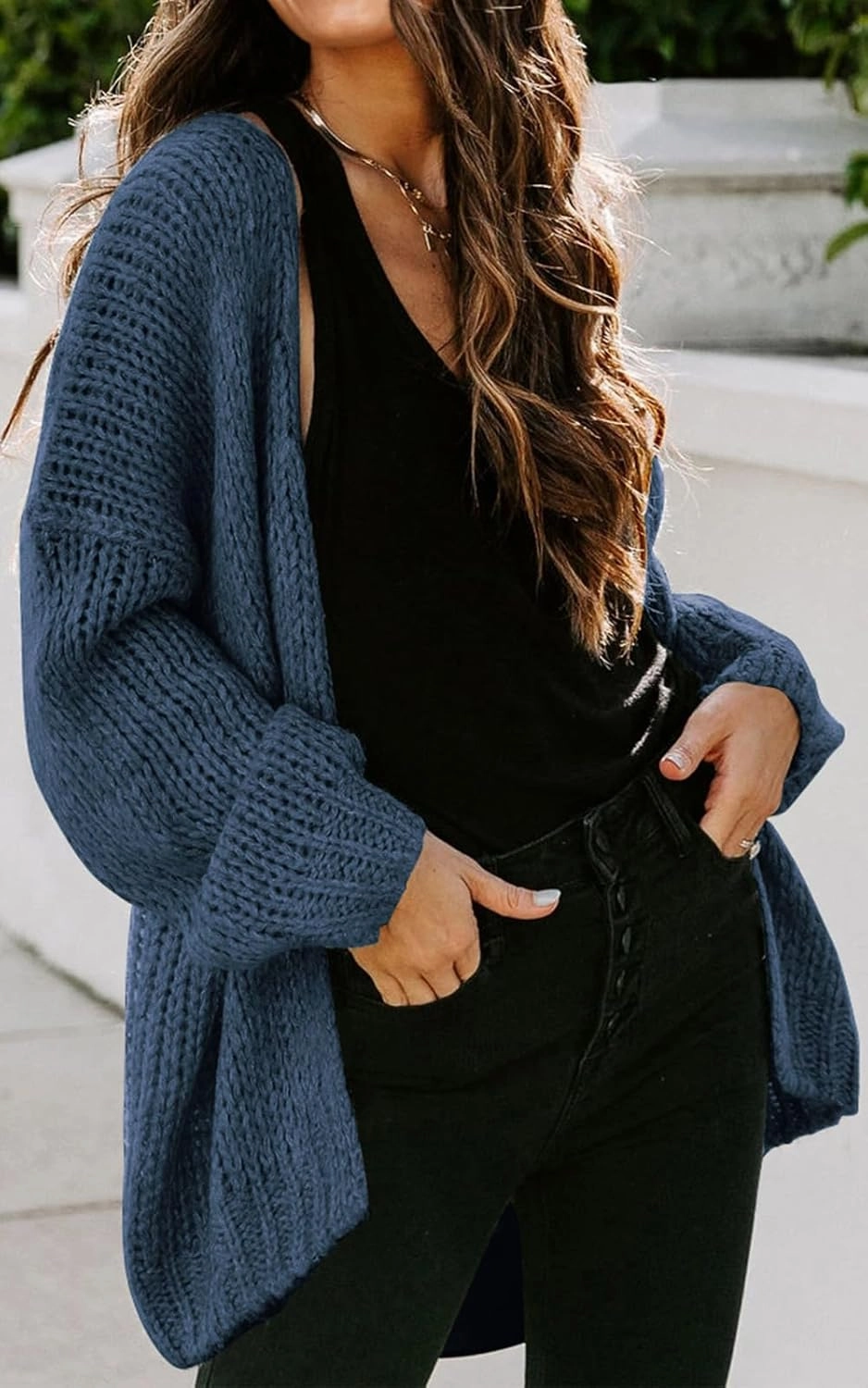 PRETTYGARDEN Women's Long Sleeve Open Front Knit Cardigans Sweaters Soft Loose Draped Coat Outerwear