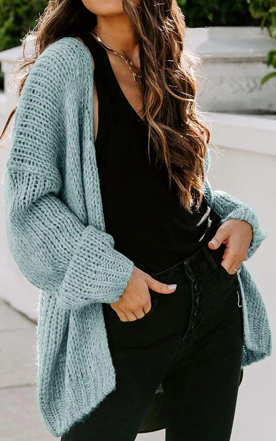 PRETTYGARDEN Women's Long Sleeve Open Front Knit Cardigans Sweaters Soft Loose Draped Coat Outerwear