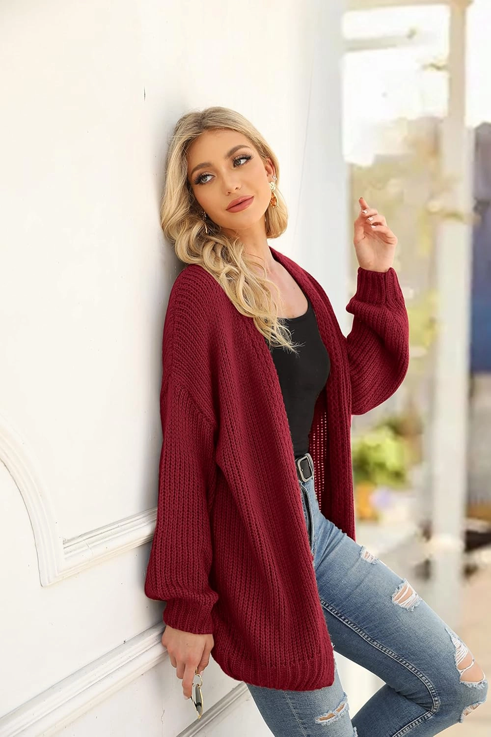 PRETTYGARDEN Women's Long Sleeve Open Front Knit Cardigans Sweaters Soft Loose Draped Coat Outerwear