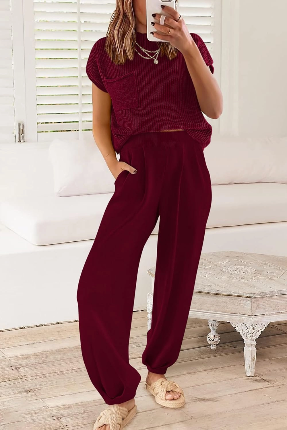 PRETTYGARDEN Womens Two Piece Outfits Sweater Sets Knit Pullover Tops And High Waisted Pants Matching Tracksuit Sweatsuit Set