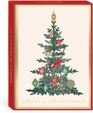 Punch Studio Vintage Tree Boxed Holiday Cards Set of 12 (50508)