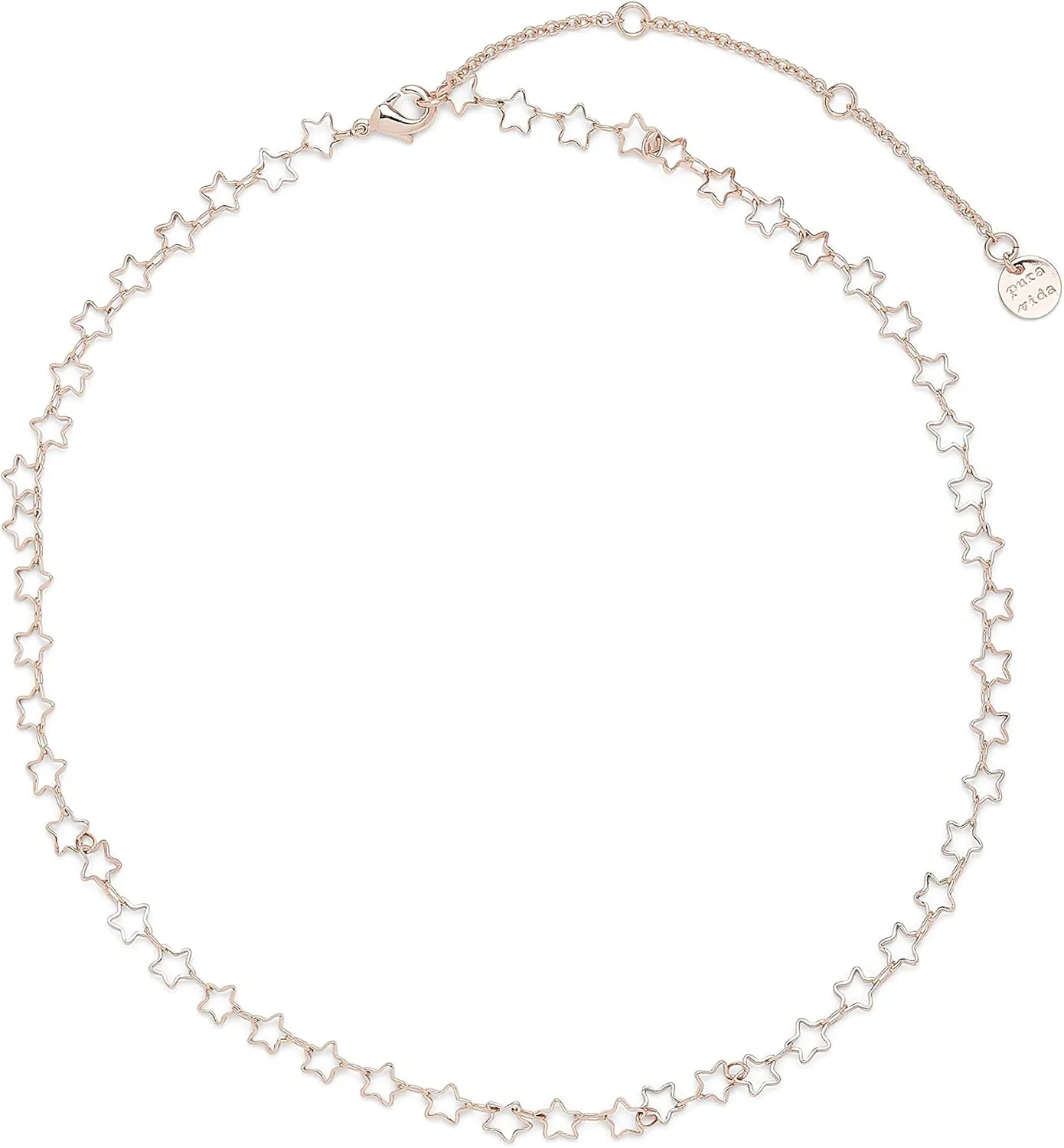Pura Vida 14" Silver or Rose Gold Seeing Stars Choker Necklace - Brand Charm, 3" Extender