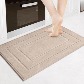 PURRUGS Machine Washable Kitchen Rug 24" x 35.5", Non-Slip/Skid Kitchen Runner Rugs & Floor Mats, Super Absorbent Soft Standing Mats for Kitchen, Sink & Laundry, Beige