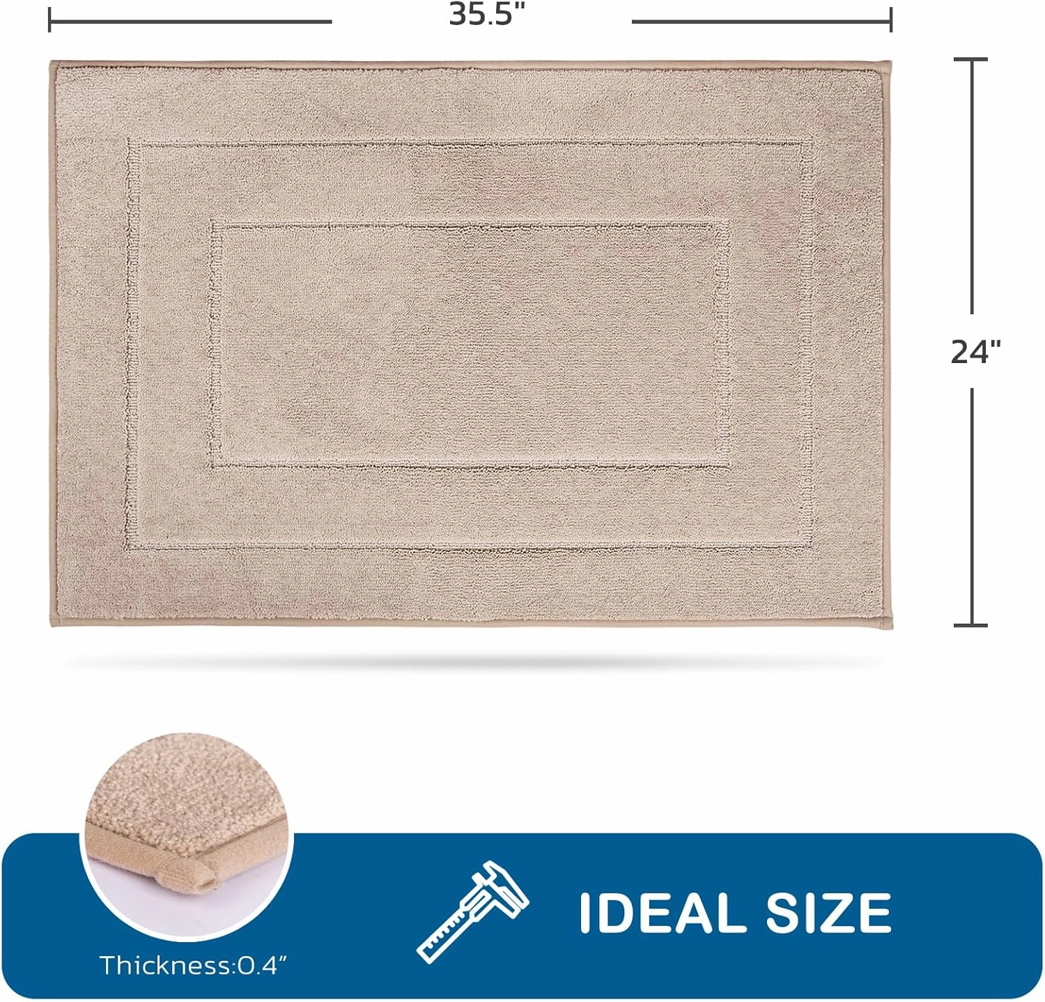 PURRUGS Machine Washable Kitchen Rug 24" x 35.5", Non-Slip/Skid Kitchen Runner Rugs & Floor Mats, Super Absorbent Soft Standing Mats for Kitchen, Sink & Laundry, Beige