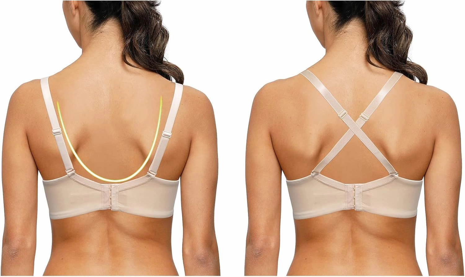 Push Up Thick Padded Plunge Underwire T Shirt Lace Bra Lift Support for Women Add One Cup