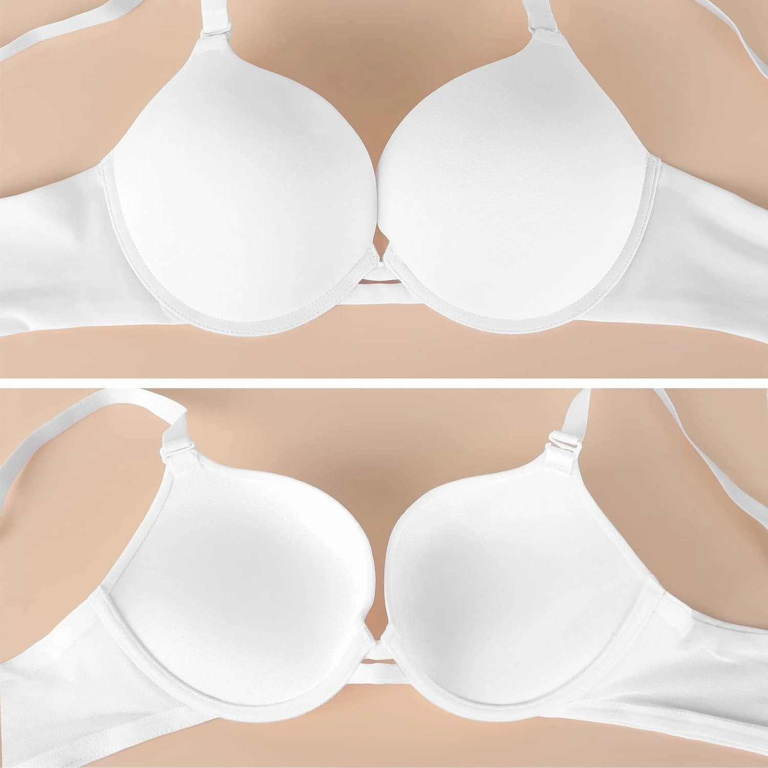 Push Up Thick Padded Plunge Underwire T Shirt Lace Bra Lift Support for Women Add One Cup