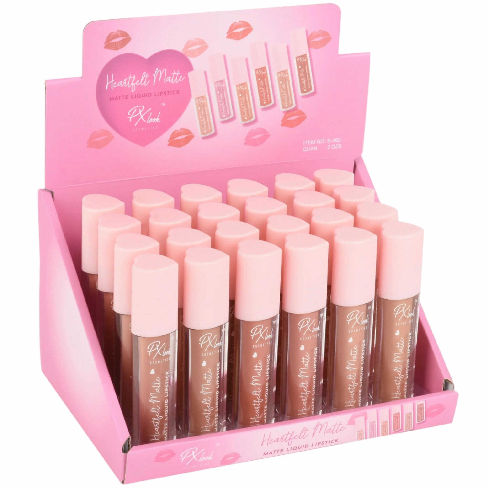 Px Look Heartfelt Matte Liquid Lipstick - Wholesale Display 24 Units (S-482)