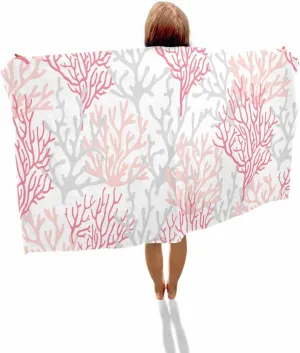Quick-Drying Microfiber Beach Towel, Pink Coastal Soft Absorbent Bath Shower Towels, Summer Beach Coral Lightweight Portable Towel/Blanket for Travel/Swimming Pool/Camping/Yoga/Gym，35x70 Inch