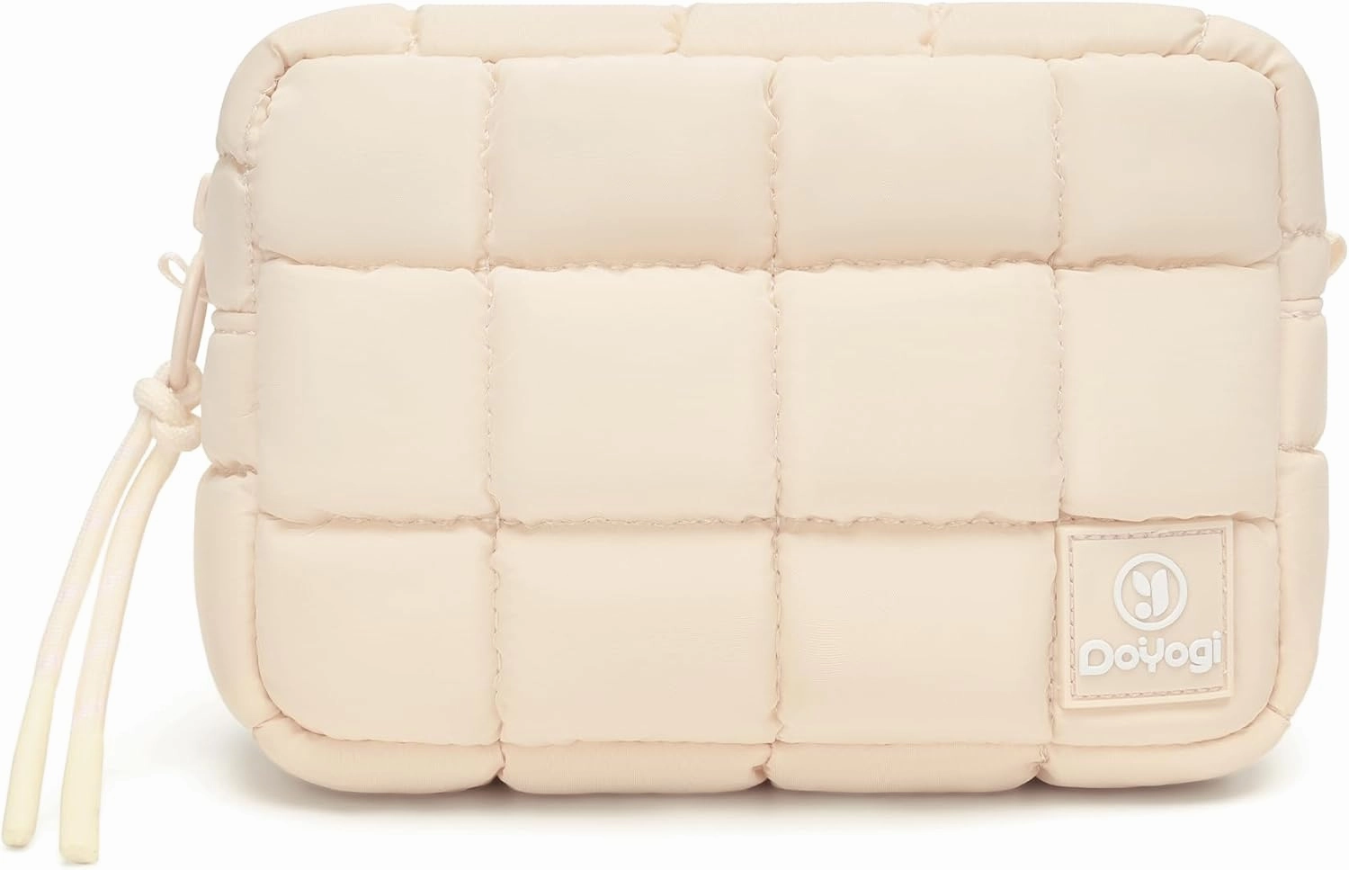 Quilted Cosmetic Bag, Puffer Makeup Bags, Crossbody Purses for women,Cute Travel Toiletry Bag for Women (Beige)