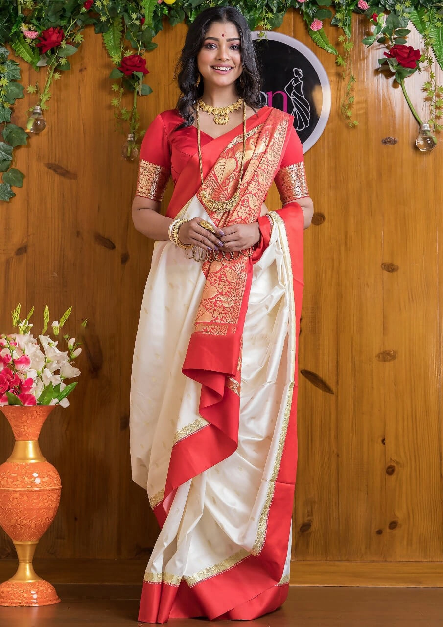 Radiant Beige Soft Silk Saree With Aplomb Blouse Piece