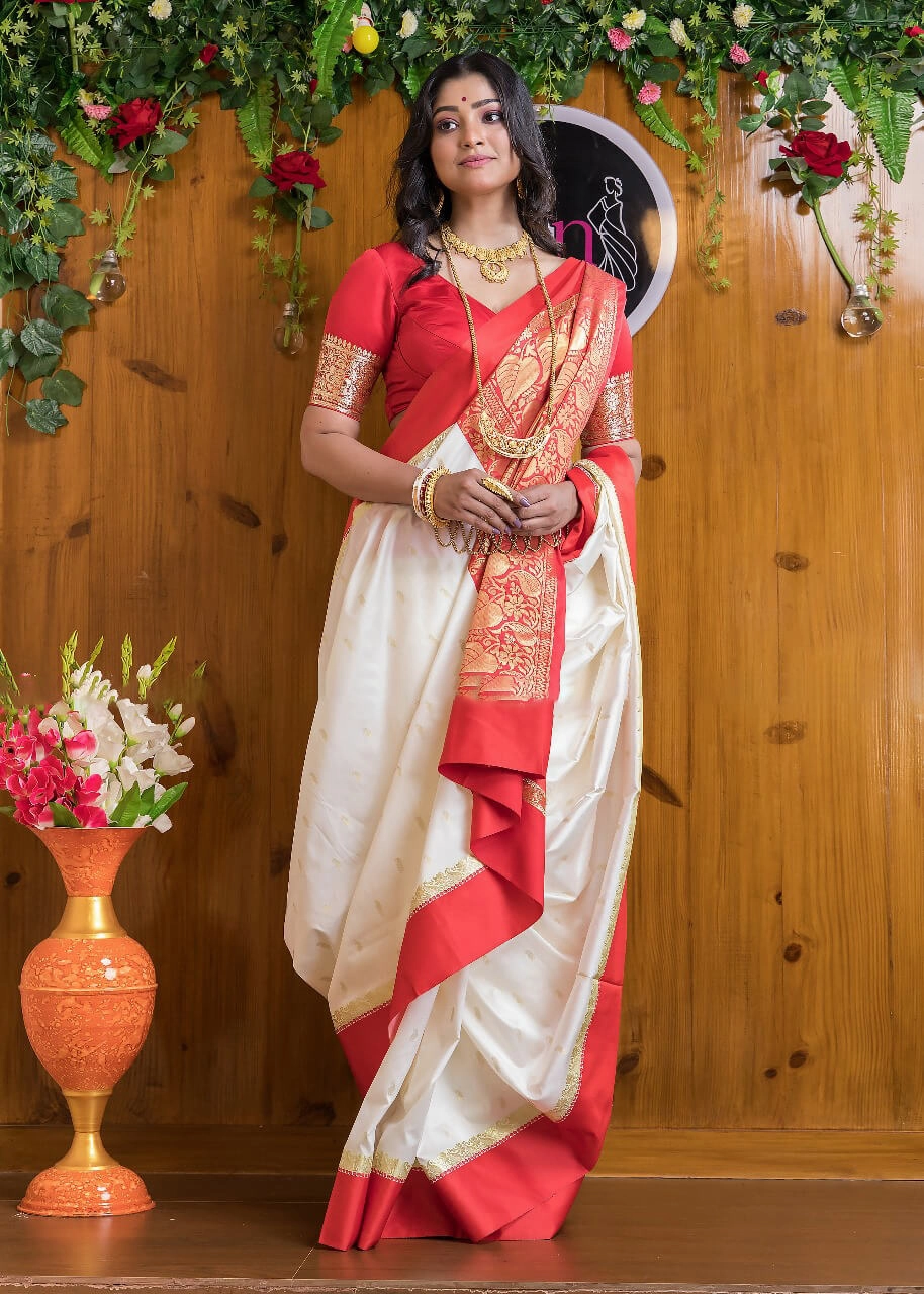 Radiant Beige Soft Silk Saree With Aplomb Blouse Piece