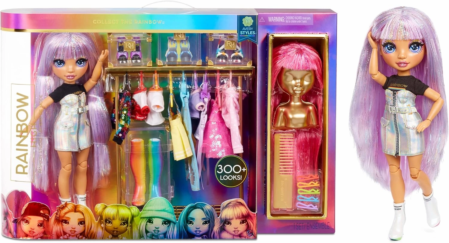 Rainbow High Fashion Studio with Avery Styles Fashion Doll Playset Includes Designer Outfits & 2 Sparkly Wigs for 300  Looks, Gifts for Kids & Collectors, Toys for Kids Ages 6 7 8  to 12 Years Old