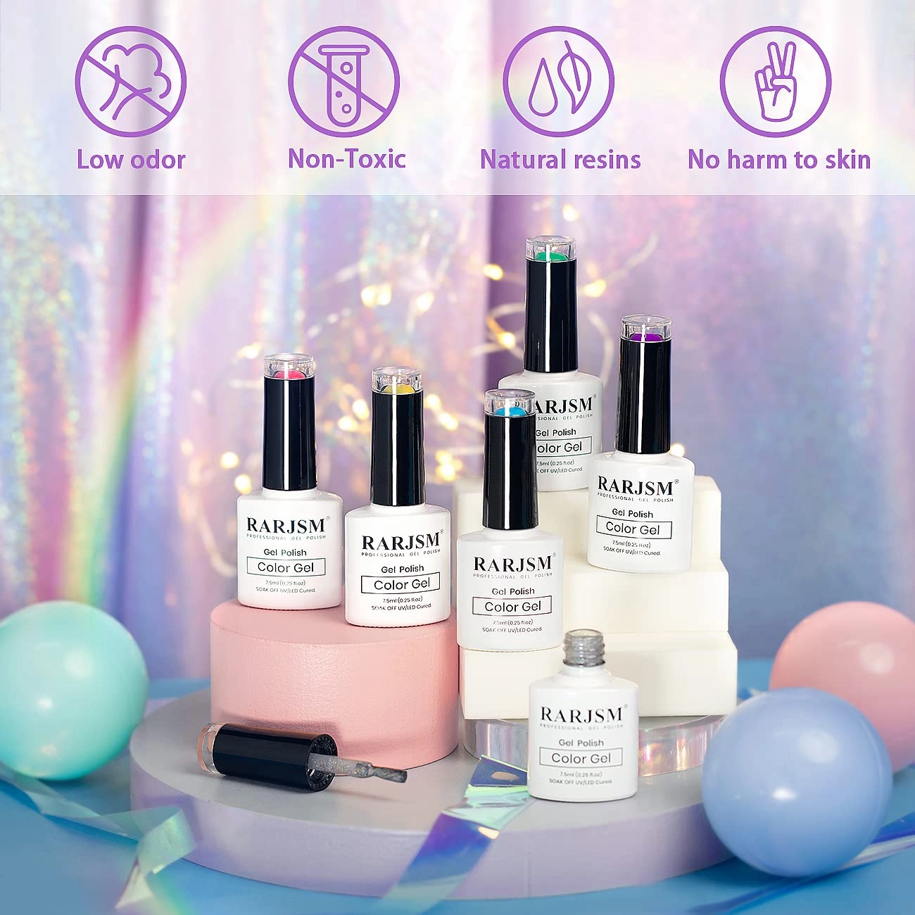 RARJSM Neon Gel Nail Polish Set Cat Eye Gel Nail Polish Set Silver Glitter GelPolish Irridescent Colors Neon Green Yellow Hot Pink Purple Blue 6 Piece Set 7.5ML Curing Required