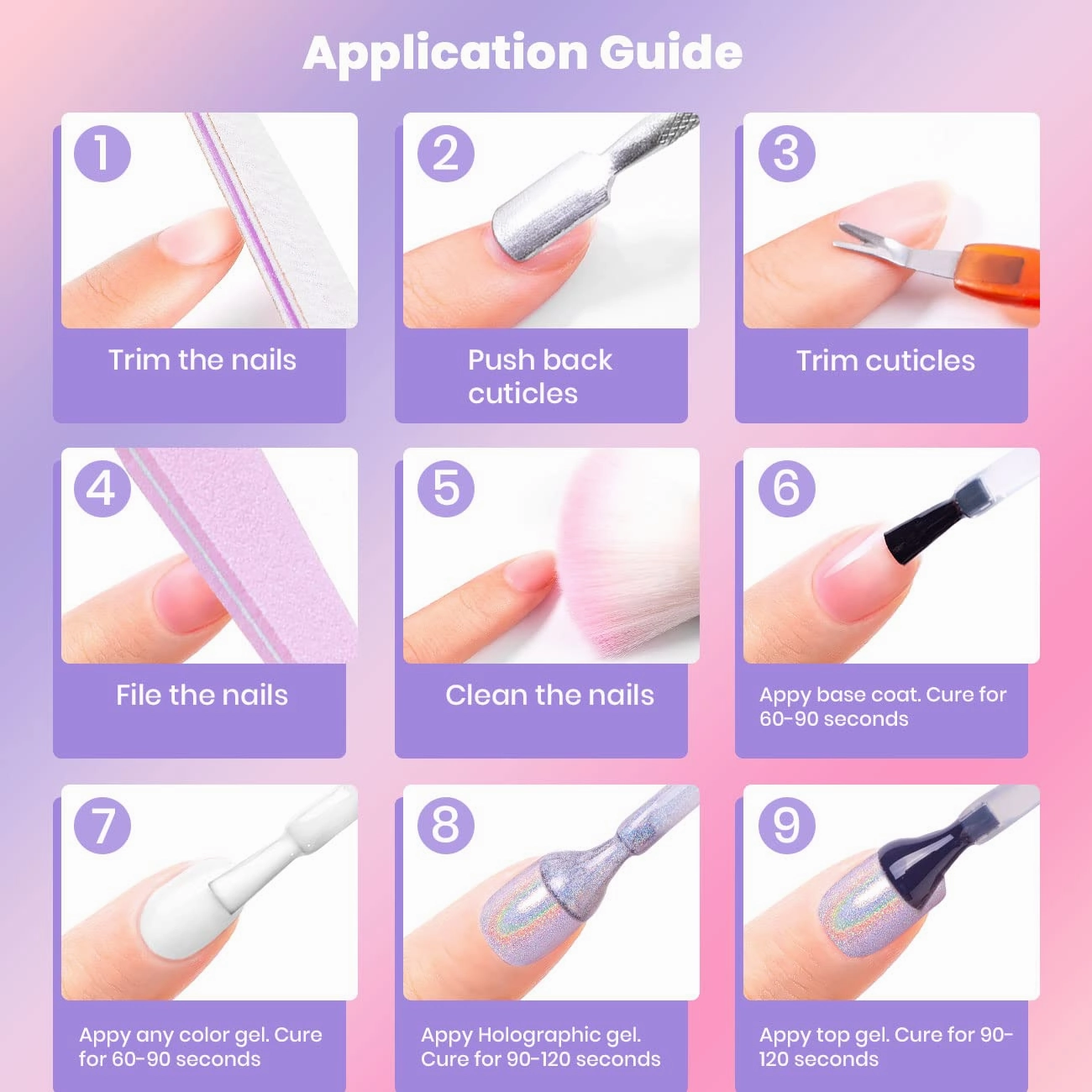 RARJSM Pastel Gel Nail Polish Set 6 Colors Pink Purple Series Chrome Reflective Holographic Glitter GelPolishes Silver Ch7.5ML Curing Required Soak Off Nail Gel Kit Salon Home Diy French Manicure