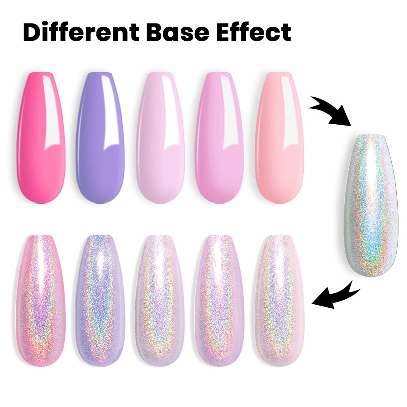 RARJSM Pastel Gel Nail Polish Set 6 Colors Pink Purple Series Chrome Reflective Holographic Glitter GelPolishes Silver Ch7.5ML Curing Required Soak Off Nail Gel Kit Salon Home Diy French Manicure