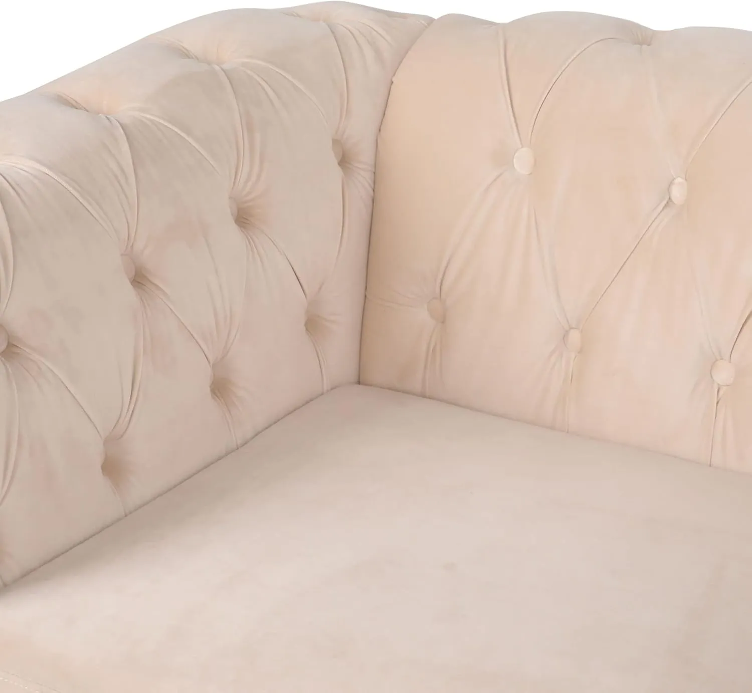 RARZOE Chesterfield Loveseat Sofa Set, Beige, Foam, 1 2 Seater, 67"Wx32"Dx27"H
