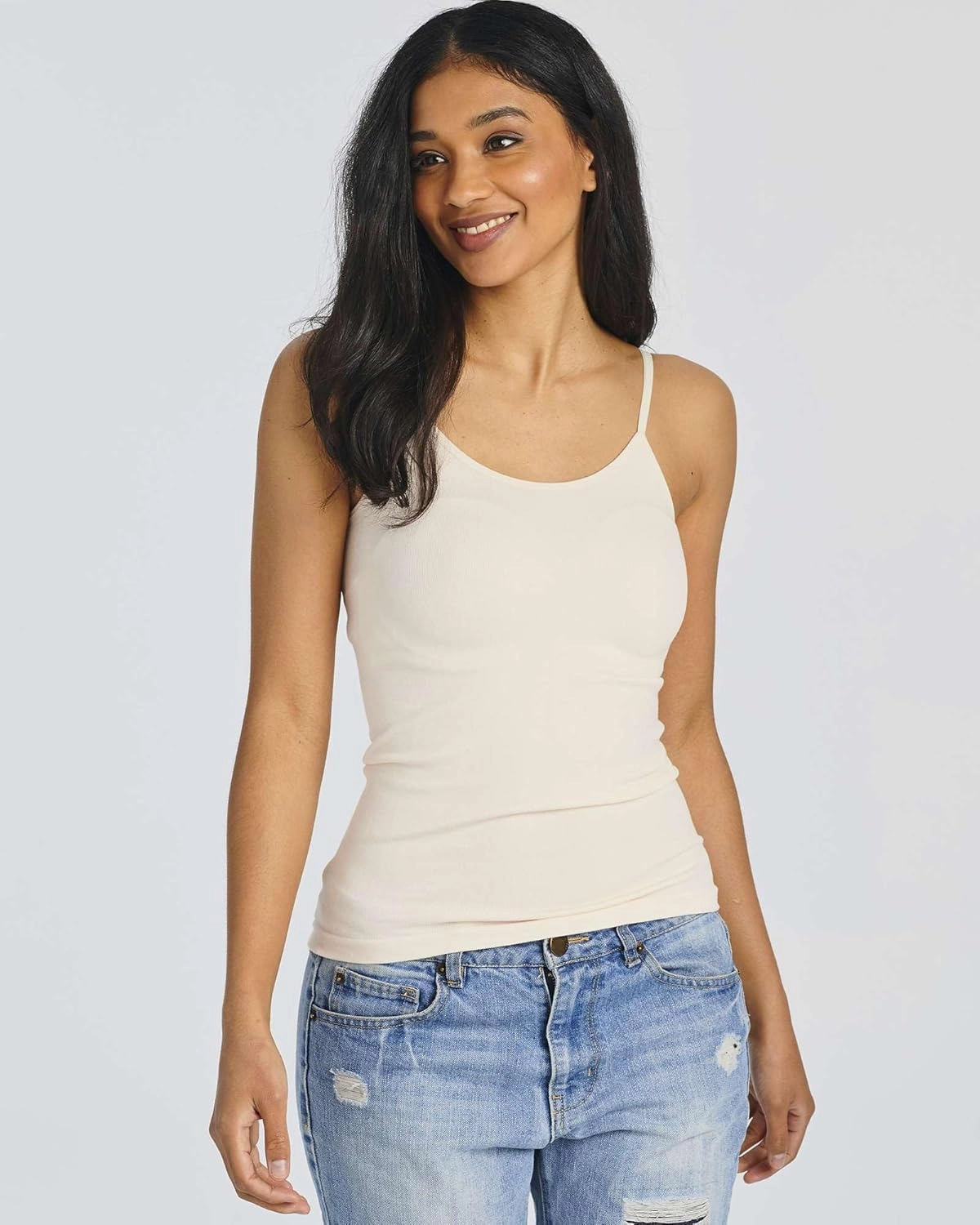 Real Essentials 5 Pack: Women's Ribbed Spaghetti Strap Camisole Seamless Tank Top