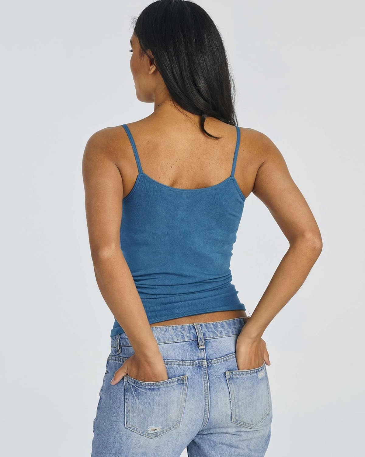 Real Essentials 5 Pack: Women's Ribbed Spaghetti Strap Camisole Seamless Tank Top