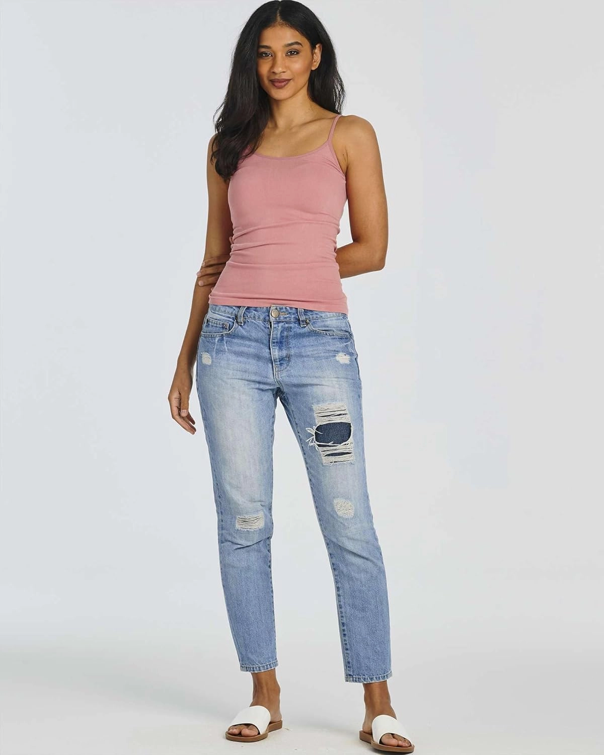 Real Essentials 5 Pack: Women's Ribbed Spaghetti Strap Camisole Seamless Tank Top