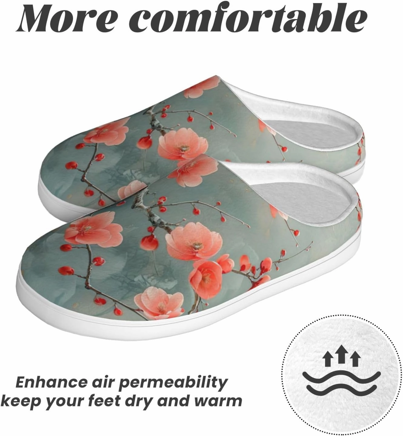 Red plum blossom print Women Home Shoes Unisex Indoor Cozy Shoes Slippers Warm Household Slippers