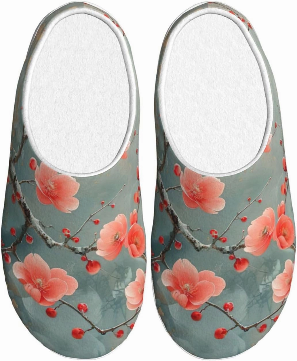 Red plum blossom print Women Home Shoes Unisex Indoor Cozy Shoes Slippers Warm Household Slippers