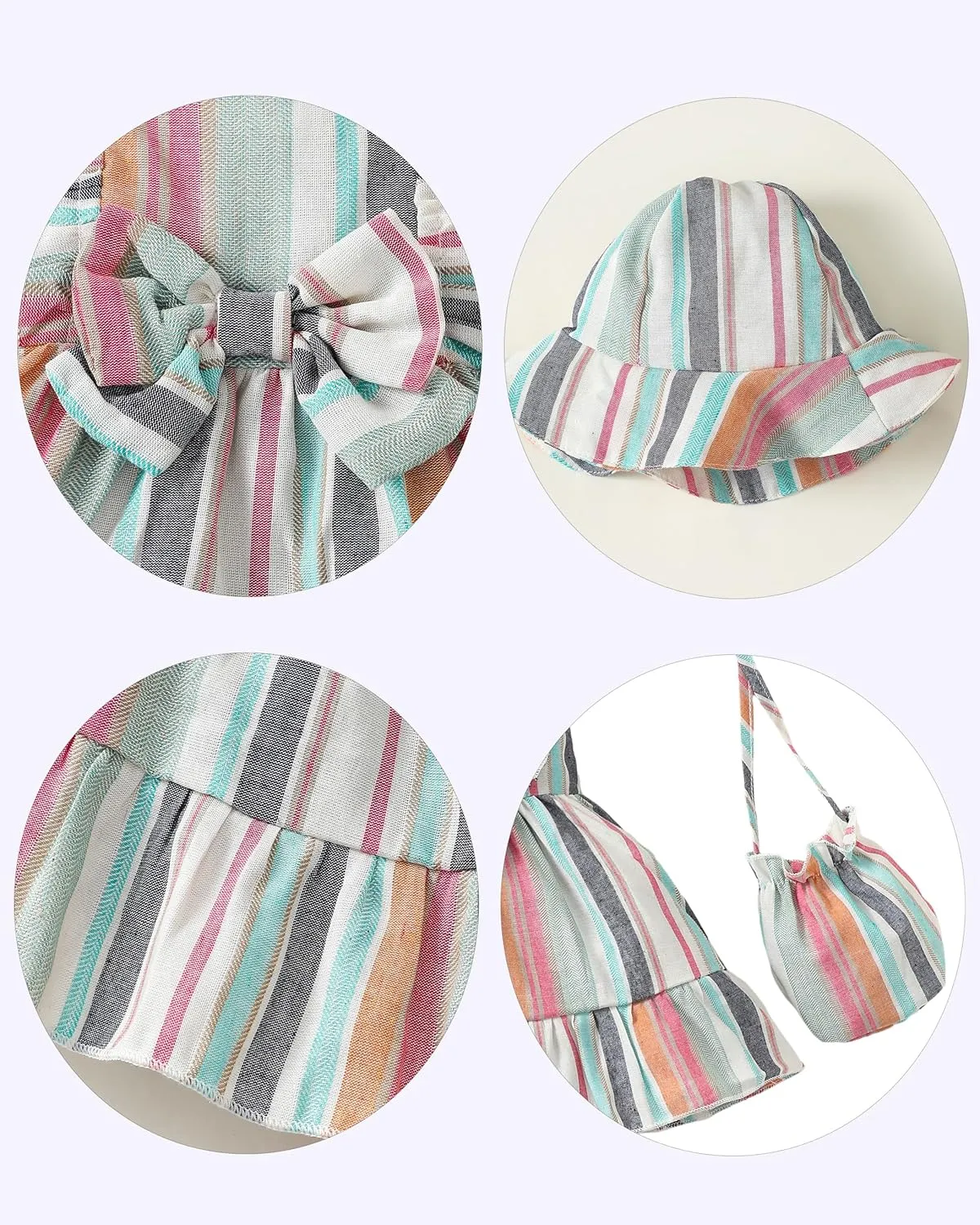 Renotemy Newborn Infant Baby Girl Dresses Summer Outfits Boho Casual Sundress Gifts Toddler Clothes for Girl with Hat and Bag