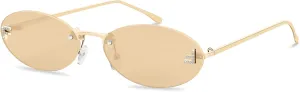 Retro Oval Y2K Sunglasses for Women Men, 2025 Trendy Chic Narrow Gold Metal 90s Sun Glasses Small Sunnies