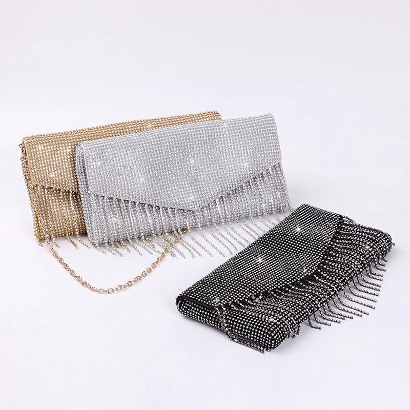 Rhinestone Tassel Crossbody Evening Handbag