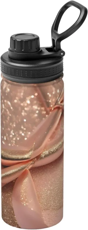rose gold glitter Sports Insulated Water Bottle - Premium 18 oz. Stainless Steel Hydration Bottle for Outdoor Enthusiasts