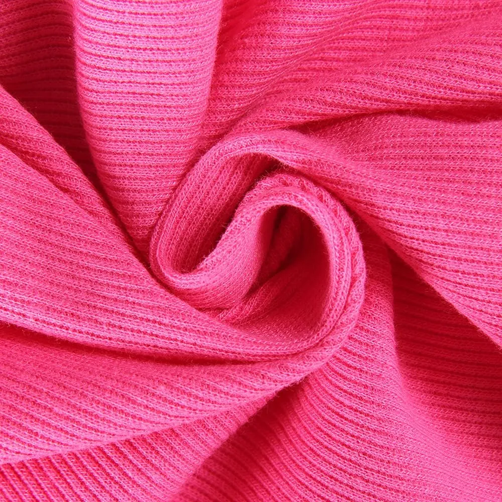 Roselux Women V Neck Ribbed Long Sleeve Shirt Fitted Basic Slim Knit Top