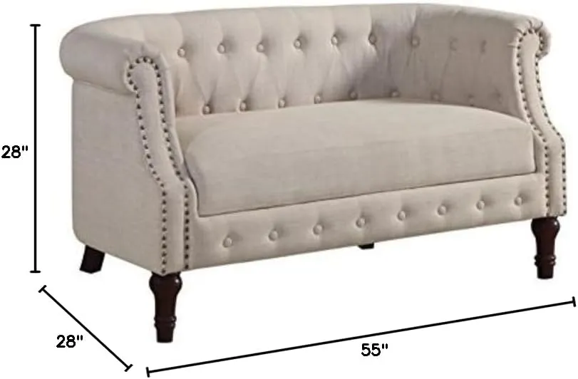 Rosevera C23 Edmeston Chesterfield Loveseat, Beige