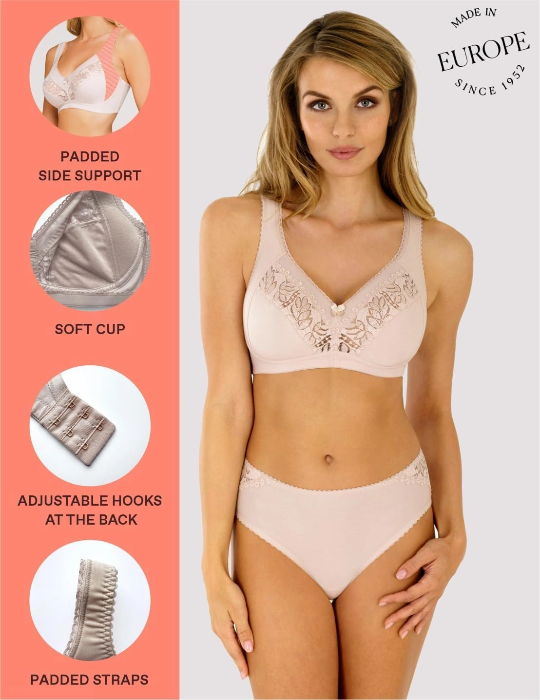 Rosme Plus Size Wireless Soft Bra Padded Straps Unpadded Lingerie Galla Black Beige White