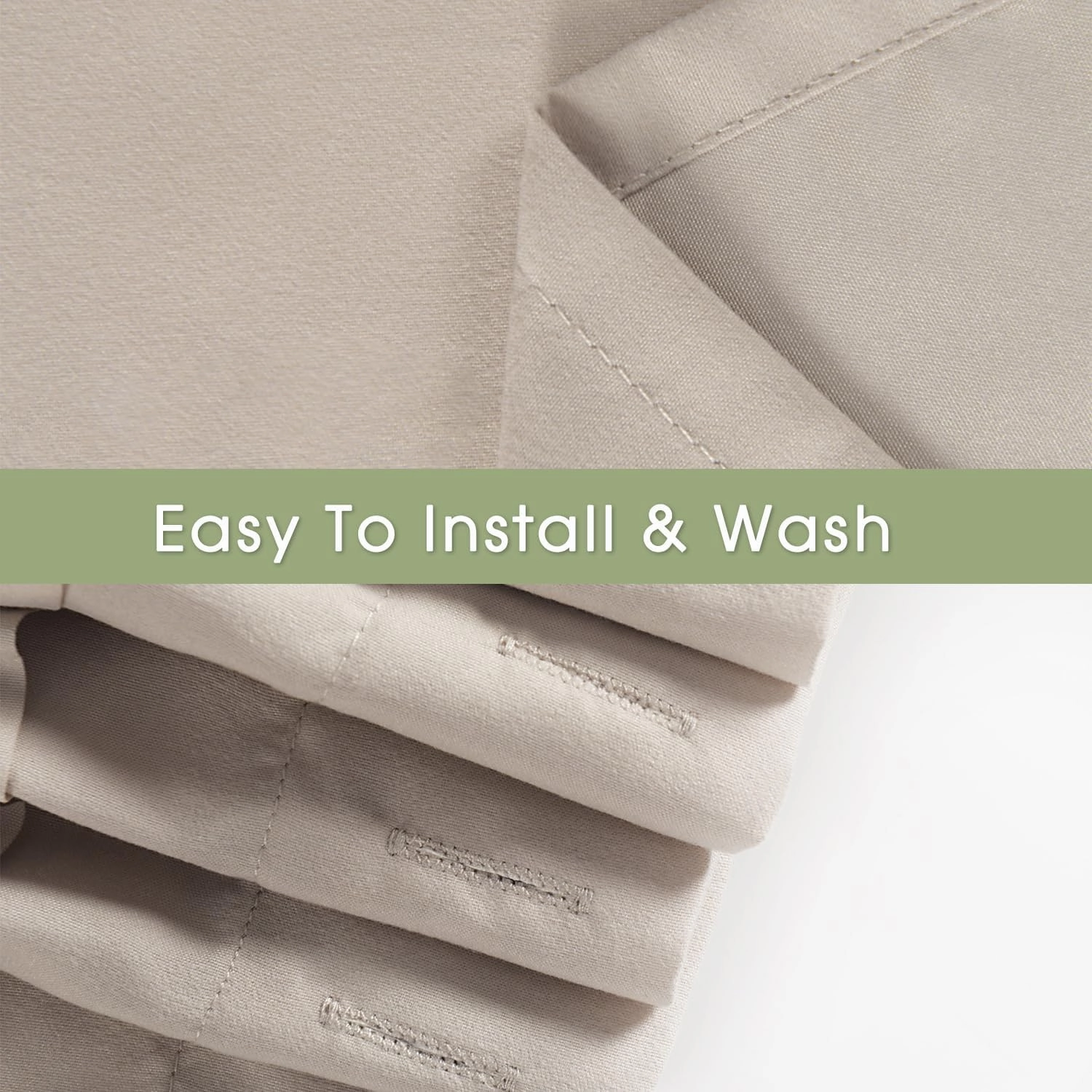 Ruched Ruffled Shower Curtain 72" W x 72" H, Beige Microfiber Rustic Decorative Bath Curtain for Bathroom, Farmhouse and Boho Bathroom Décor, Machine Washable (LQ-38)