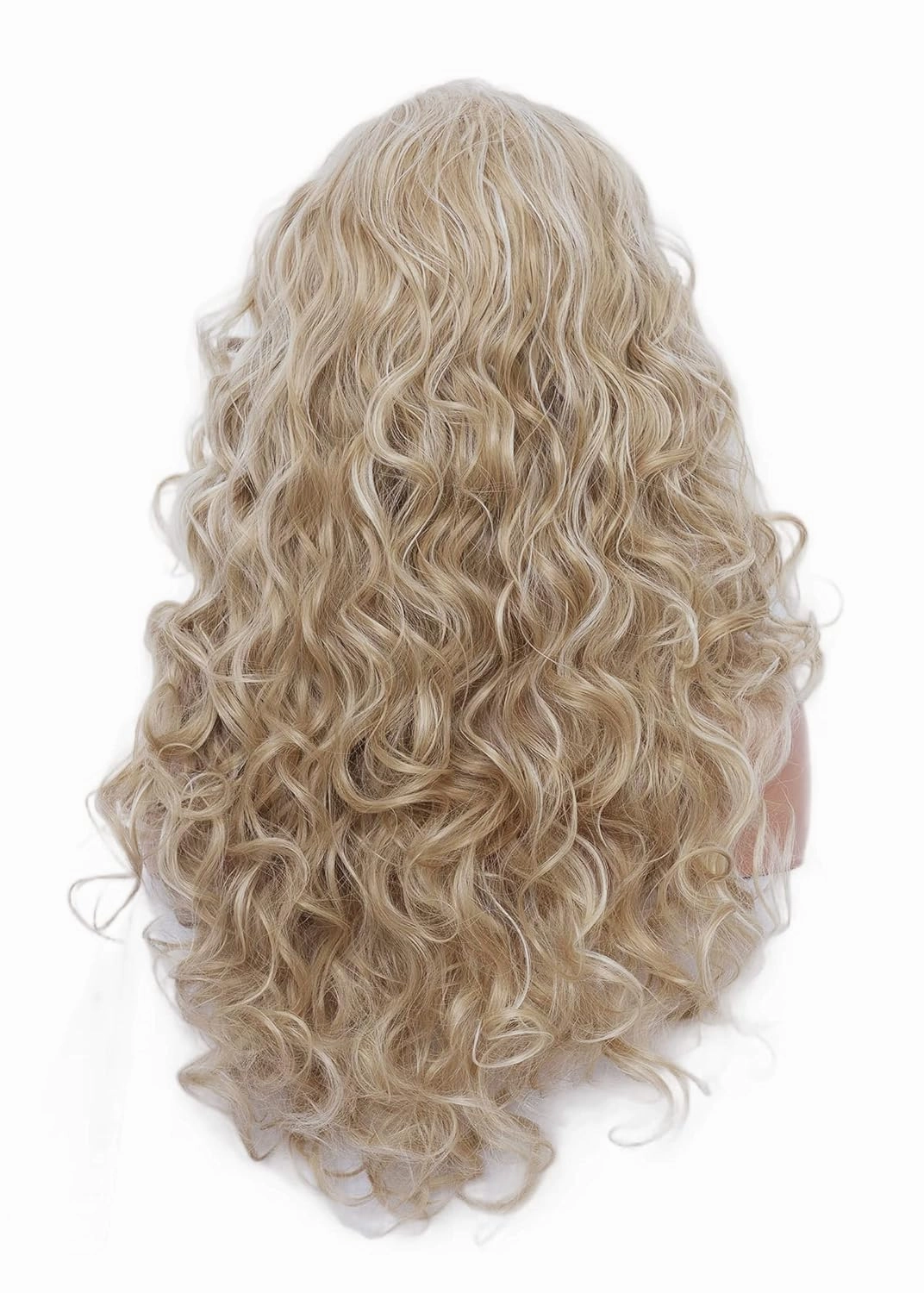 Rugelyss Long Wavy Wigs 28 Inches Natural Beige Mixed Blonde Synthetic Kinky Curly Hair Wig for Women(beige mixed blonde)