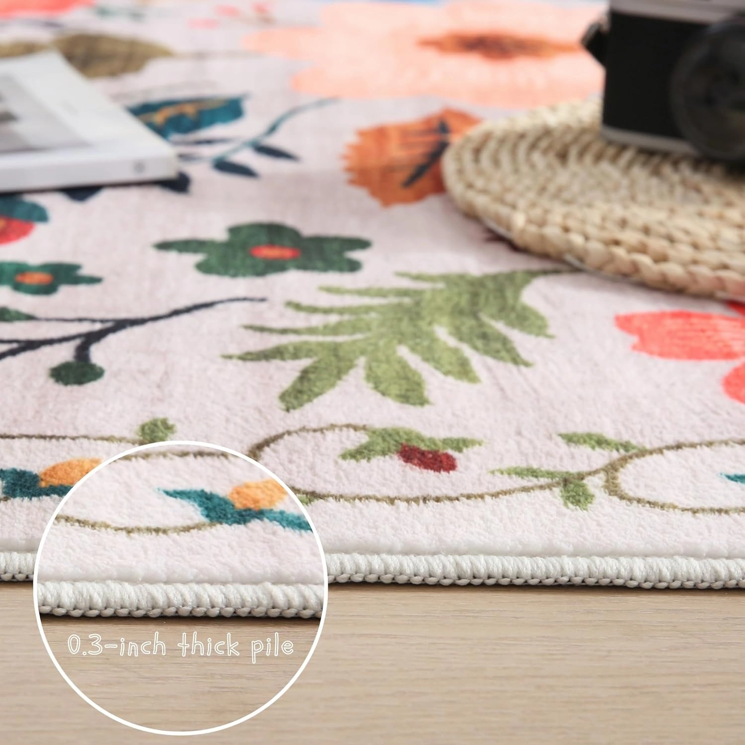 Runner Rug for Hallways Kitchen Rug Non Slip 2'x 6' Washable Rugs with Rubber Backing Soft Floral Carpet Runner for Hallways, Kitchen, Laundry, Bedroom, Bathroom(Beige)